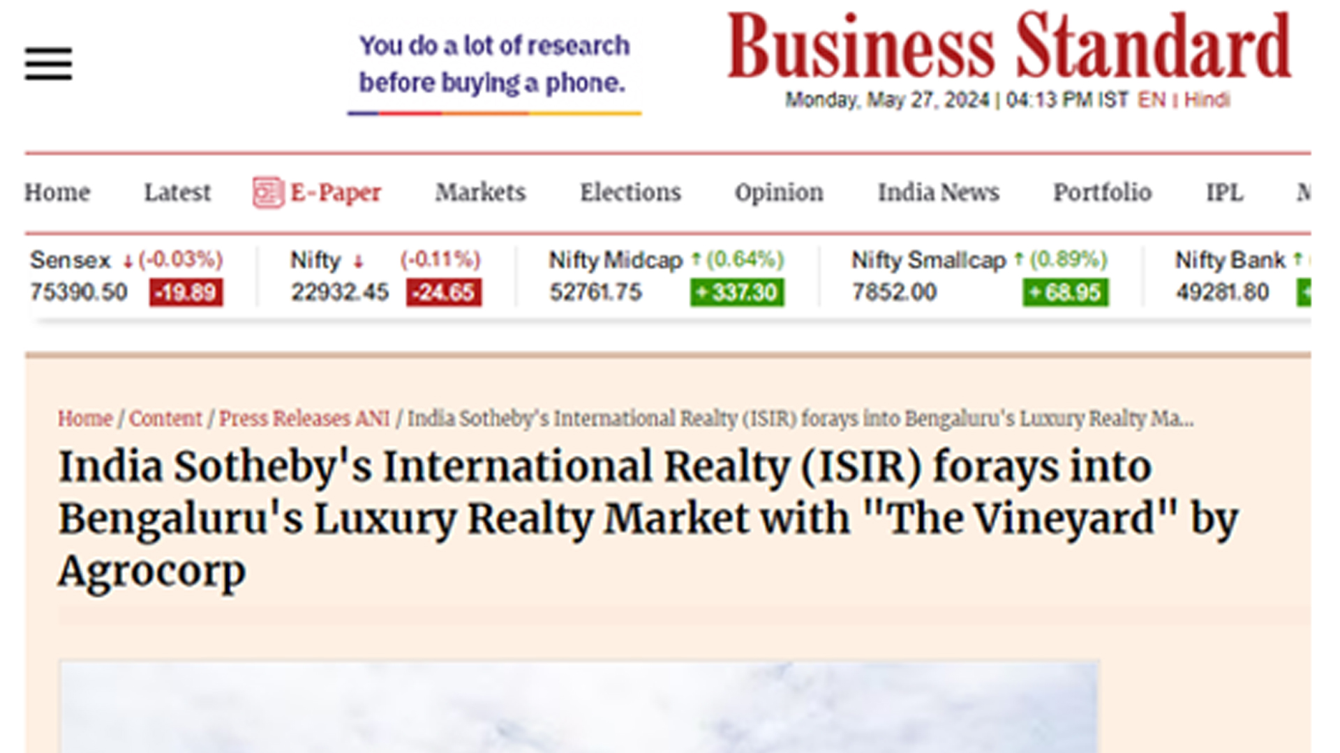 Business Standard Coverage